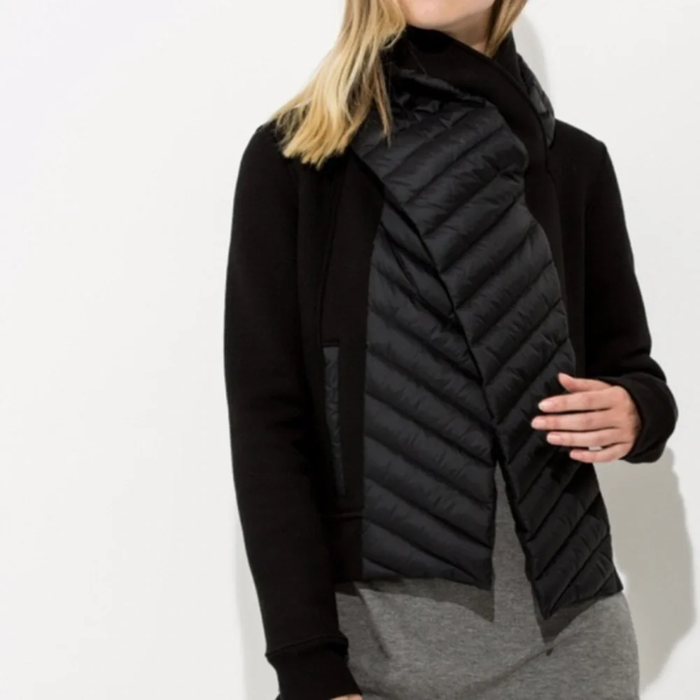 Kit & Ace Ella Wrap Jacket Black Quilted Down Fill